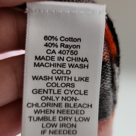 ISAAC MIZRAHI | Floral cardigan button down orange red black sz Large - Picture 5 of 5